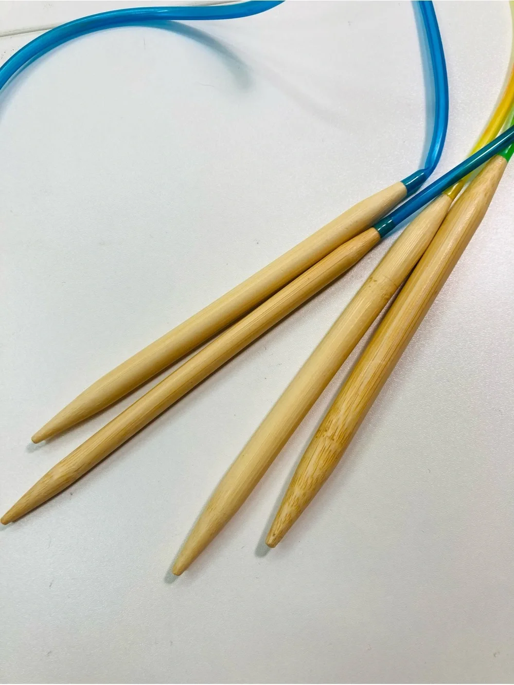 NEW 4 Circular Knitting Needles Multicolor Cables Wood Tips 7.0 8.0 9.0 10.0